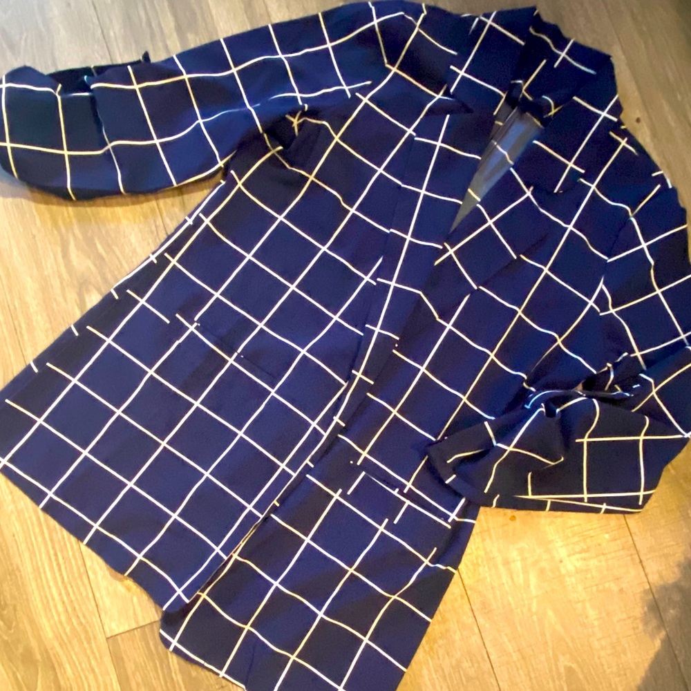 boyfriend blazer Plaid Roll Up Sleeve lightweight
